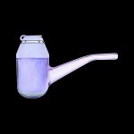 Purple glass pipe with a bulbous bowl and curved mouthpiece.