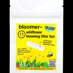 Packaging for “Bloomer” wildflower seed filters, promoting bee-friendly, organic cannabis accessories.