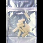 Clear plastic bag containing pre-rolled cannabis filters.
