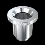 Silver cannabis concentrate container with textured grip.