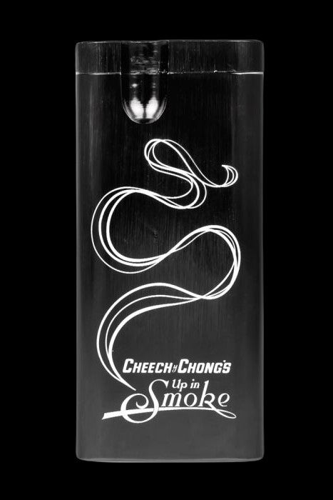 Silver glass tube with a white spiral design and “Cheech & Chong’s Up in Smoke” text.
