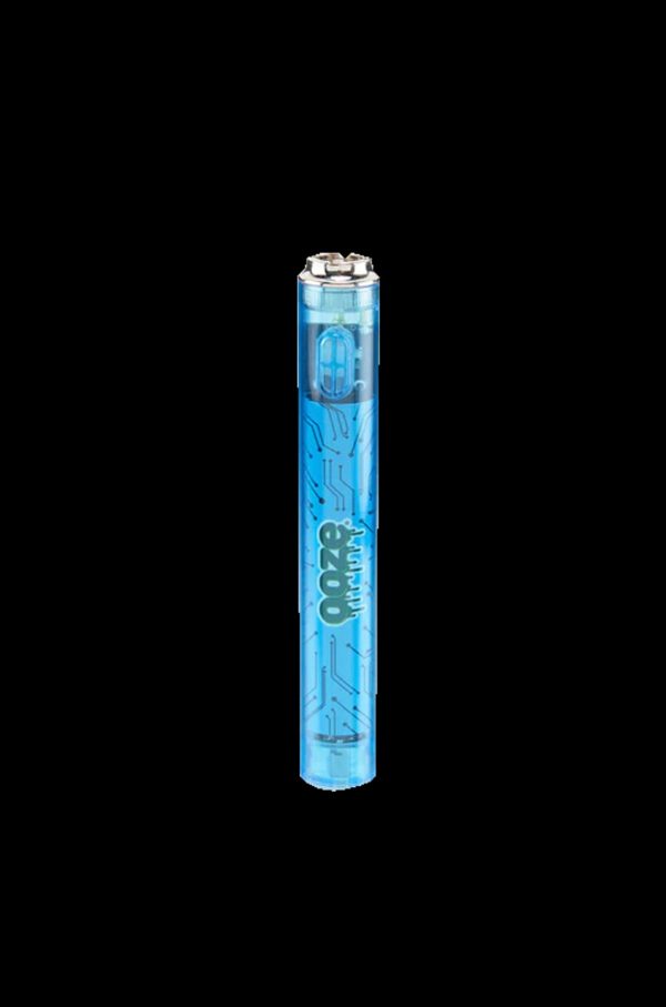 Blue metallic cannabis vape pen with “Doze” branding.
