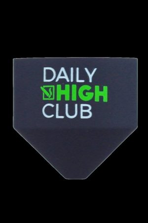 Black cannabis smoking ashtray with green text reading "DAILY HIGH CLUB."