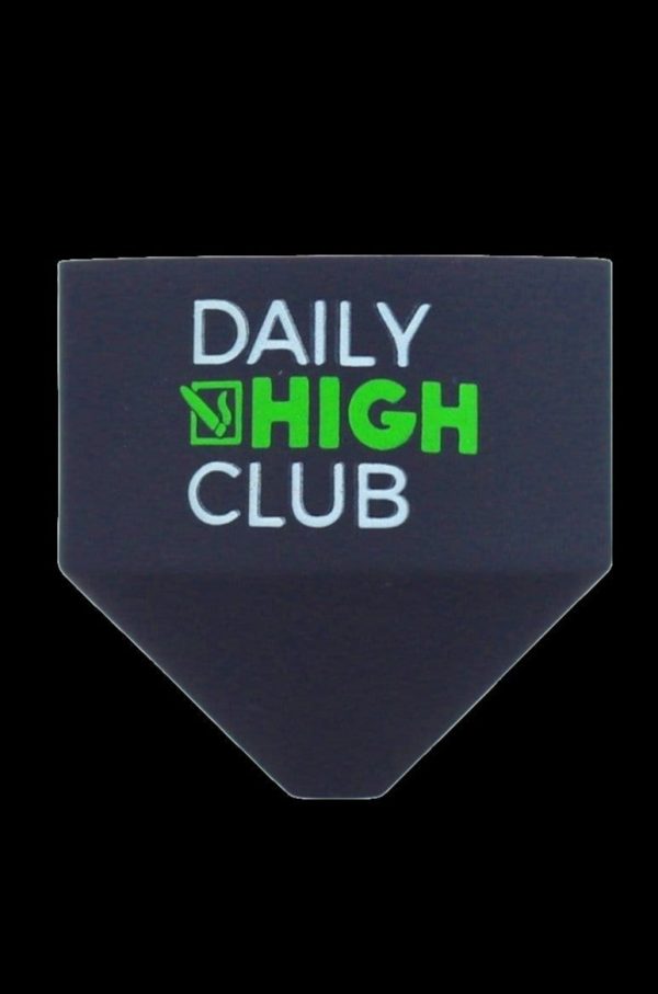 Black cannabis smoking ashtray with green text reading "DAILY HIGH CLUB."