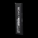Black packaging for “Daily High Club” 510 thread vape cartridges against a black background.