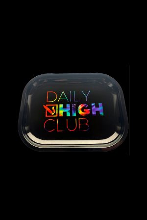 A sleek, black cannabis storage case with colorful “Daily High Club” lettering.
