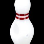 White cannabis oil cartridge resembling a bowling pin.