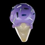 A close-up, angled view of the Single Scoop Ice Cream Spoon Pipe, resembling a purple ice cream cone with a textured base.