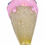 A close-up, angled view of the Single Scoop Ice Cream Spoon Pipe, showcasing its sculpted glass design.