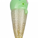A studio shot of the Single Scoop Ice Cream Spoon Pipe, showing the sculpted, creamy glass design from a slightly angled front view.