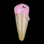 A detailed side view of the Single Scoop Ice Cream Spoon Pipe, showcasing its sculpted glass and unique spoon shape.