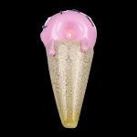 A slightly angled view of the Single Scoop Ice Cream Spoon Pipe, resembling a melting scoop of ice cream in warm tones.