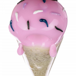 A close-up, angled view of the Single Scoop Ice Cream Spoon Pipe, resembling a colorful, swirled ice cream cone.