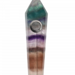 Front view of the Stone Pipe, a colorful glass pipe with a curved mouthpiece, against a plain white background.