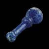 Blue glass cannabis pipe isolated on a black background.