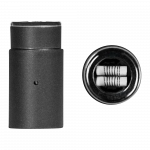 Close-up view of the Aurora Dual Ceramic Atomizer, showing its ceramic tip against a dark background.