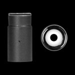 Close-up of the Aurora Halo Ceramic Quartz Atomizer, showing its cylindrical shape against a black background.