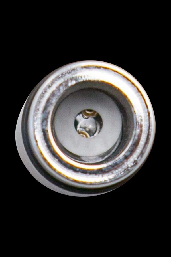 Close-up, top-down view of the Aurora Halo Ceramic Quartz Atomizer, showcasing its circular quartz surface.