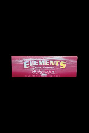 Pack of Elements pink rolling papers against a black background.