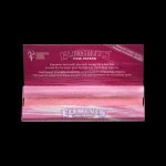 Pack of pink “Elements” rolling papers with text detailing burn quality and sugar gum.