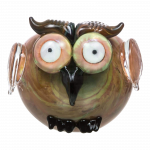 Front view of the Empire Glassworks "The Owl" Mini Glass Spoon Pipe, showcasing its detailed, sculpted design.