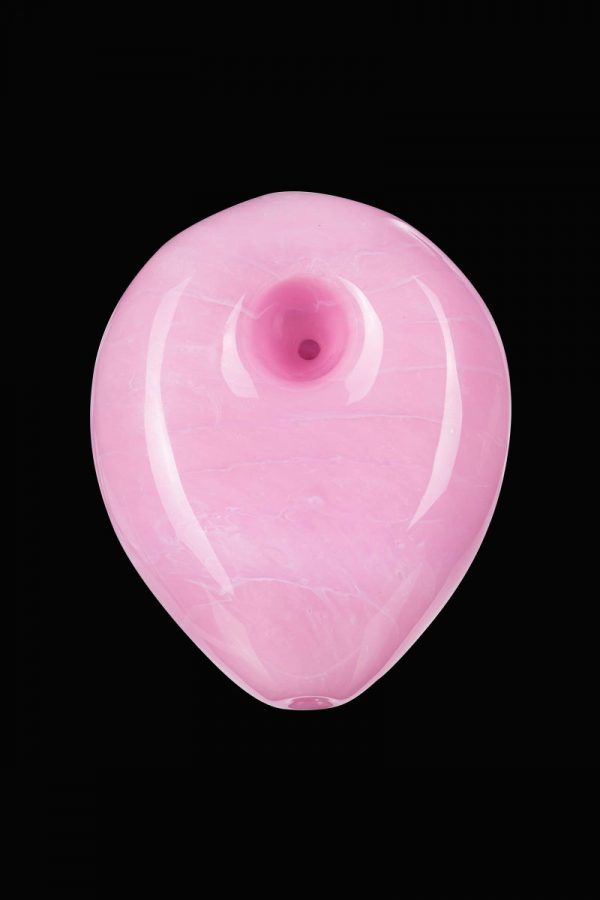 A studio shot of the Empire Glassworks "Pink Panther" hand pipe, showcasing its smooth, curved form against a plain white background.