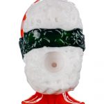 Front view of the Empire Glassworks Shrimp Nigiri Sushi Hand Pipe, a vibrant red and white glass piece resembling the namesake sushi.