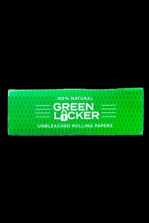 Pack of Green Locker unbleached rolling papers with a green diamond pattern.