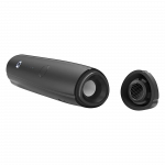 A side and end view of the Pro Vaporizer, showcasing its cylindrical shape and metallic finish on a plain white background.