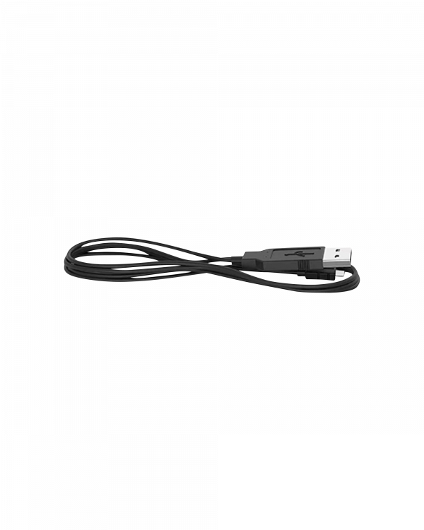 A top-down view of the Pro Vaporizer’s black cable, curving across a white background.