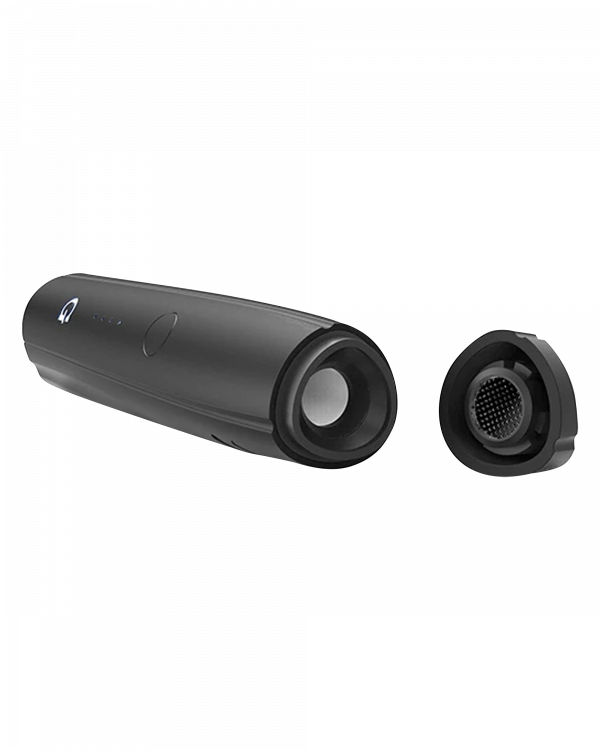 A side view of the Pro Vaporizer, showing a dark, cylindrical shape alongside its circular opening and top cap.