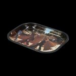 A top-down view of the Famous Brandz Fab4 Abbey Road Rolling Tray depicting a street crossing scene.
