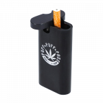 A close-up of the Aluminum Dugout - Large, showing its metallic finish and open lid with a visible interior compartment.