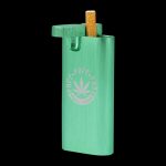 Front view of the Aluminum Dugout - Large, showing a metallic, rectangular case with a visible joint protruding from the top.