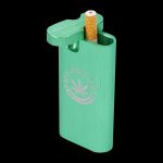 A close-up of the Aluminum Dugout - Large, showing its metallic finish and open compartment for storage.