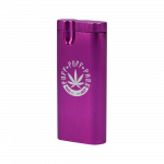 Front view of the Aluminum Dugout - Large, a sleek, silver metal container angled slightly on a plain white background.