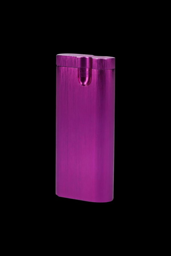 Front view of the Aluminum Dugout - Large, showcasing its sleek, metallic purple finish and minimalist design.