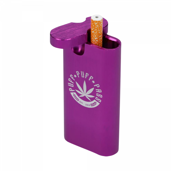 A close-up, angled view of the Aluminum Dugout - Large, showcasing its metallic finish and compact, rectangular shape.