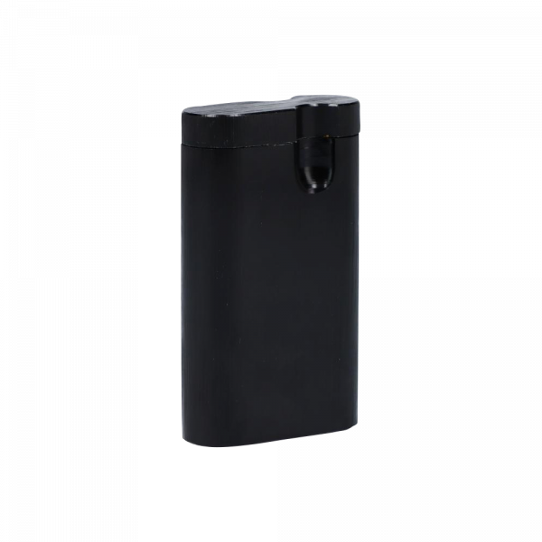 A front view of the Aluminum Dugout, a sleek, metallic case with a simple, rectangular design.