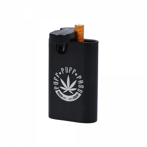 A front view of the Aluminum Dugout, a dark metal container with a simple, rectangular design.