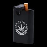 A close-up shot of the Aluminum Dugout, showcasing its sleek, dark metallic finish and rectangular design.