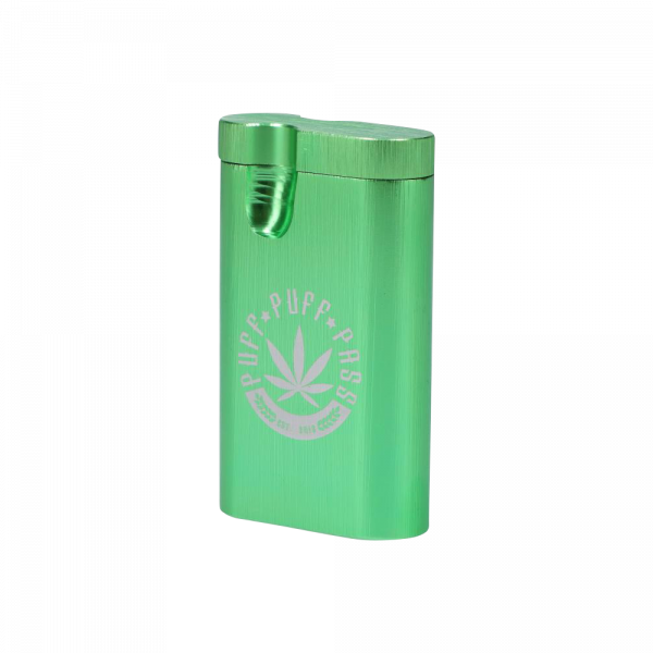 A front view of the Aluminum Dugout, showing a sleek, metallic container with a simple, minimalist design.