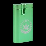 A straight-on view of the Aluminum Dugout, showcasing its simple, rectangular shape and metallic finish.