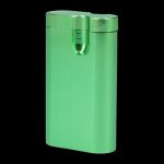 Front view of the Aluminum Dugout, a sleek, silver-colored metal case with a simple, modern design.