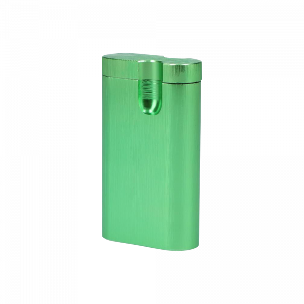 A studio shot of the Aluminum Dugout, displaying its sleek metallic finish and rectangular shape against a plain white backdrop.