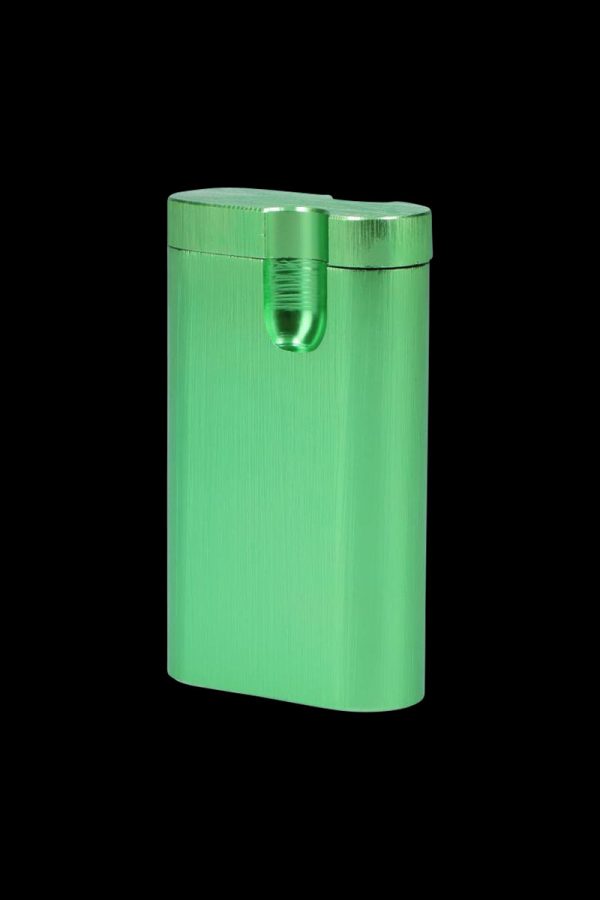 Front view of the Aluminum Dugout, a sleek, silver-colored metal case with a simple, modern design.