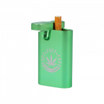 The Aluminum Dugout is displayed at a slight angle with a partially smoked joint visible inside its open compartment.