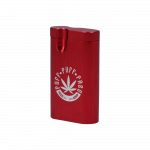 Front view of the Aluminum Dugout, a metallic, rectangular case with a subtle embossed logo on a plain white background.