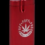 A close-up of the Aluminum Dugout, showcasing its sleek, metallic finish against a black background.