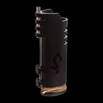 A detailed side view of the Hemplights Wrapper Lighter Case, featuring a sleek black design and textured grip.